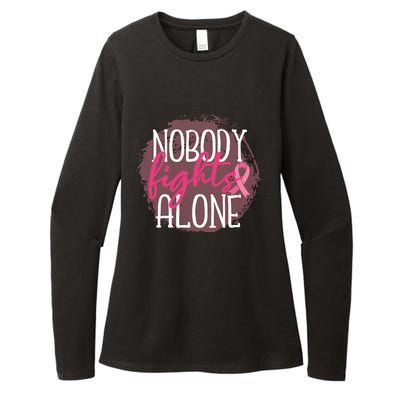 Nobody Fights Alone Breast Cancer Gift Womens CVC Long Sleeve Shirt