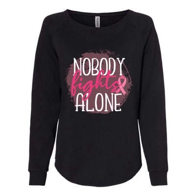 Nobody Fights Alone Breast Cancer Gift Womens California Wash Sweatshirt