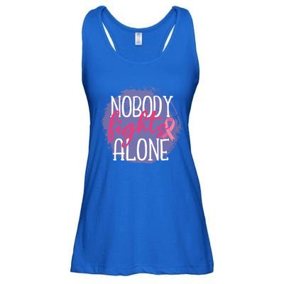 Nobody Fights Alone Breast Cancer Gift Ladies Essential Flowy Tank