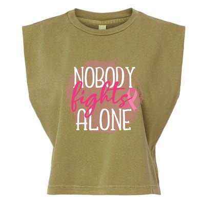 Nobody Fights Alone Breast Cancer Gift Garment-Dyed Women's Muscle Tee