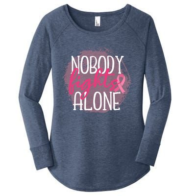 Nobody Fights Alone Breast Cancer Gift Women's Perfect Tri Tunic Long Sleeve Shirt