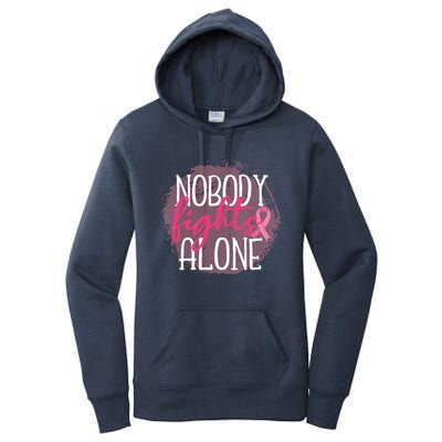 Nobody Fights Alone Breast Cancer Gift Women's Pullover Hoodie