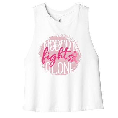 Nobody Fights Alone Breast Cancer Gift Women's Racerback Cropped Tank