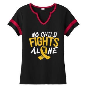 No Fights Alone Hood Cancer Awareness Month Meaningful Gift Ladies Halftime Notch Neck Tee