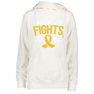 No Fights Alone Hood Cancer Awareness Month Meaningful Gift Womens Funnel Neck Pullover Hood