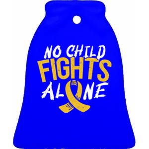 No Fights Alone Hood Cancer Awareness Month Meaningful Gift Ceramic Bell Ornament