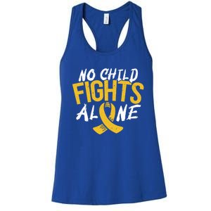 No Fights Alone Hood Cancer Awareness Month Meaningful Gift Women's Racerback Tank