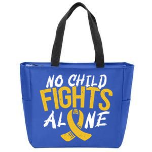 No Fights Alone Hood Cancer Awareness Month Meaningful Gift Zip Tote Bag