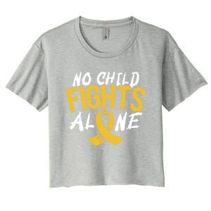 No Fights Alone Hood Cancer Awareness Month Meaningful Gift Women's Crop Top Tee