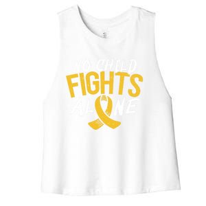 No Fights Alone Hood Cancer Awareness Month Meaningful Gift Women's Racerback Cropped Tank