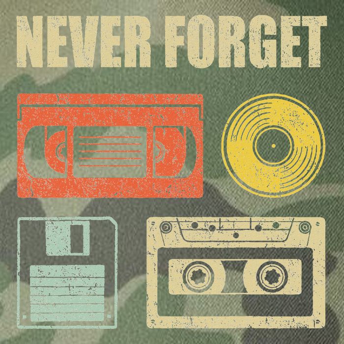 Never Forget Audio Cassette 70s 80s 90s Legacy Tie Dye Trucker Hat