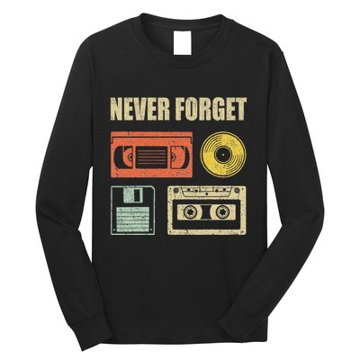 Never Forget Audio Cassette 70s 80s 90s Long Sleeve Shirt