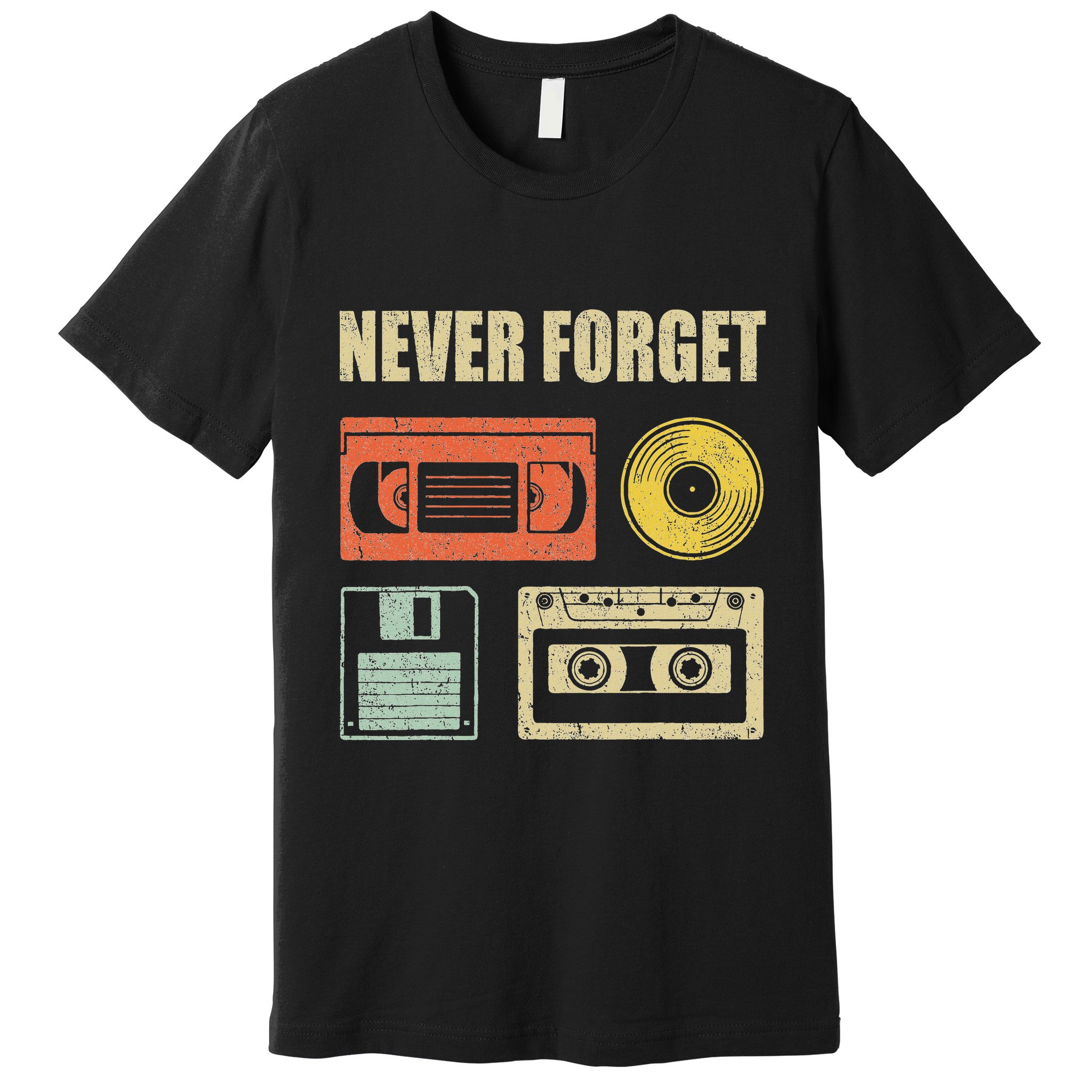 Never Forget Audio Cassette 70s 80s 90s Premium T-Shirt