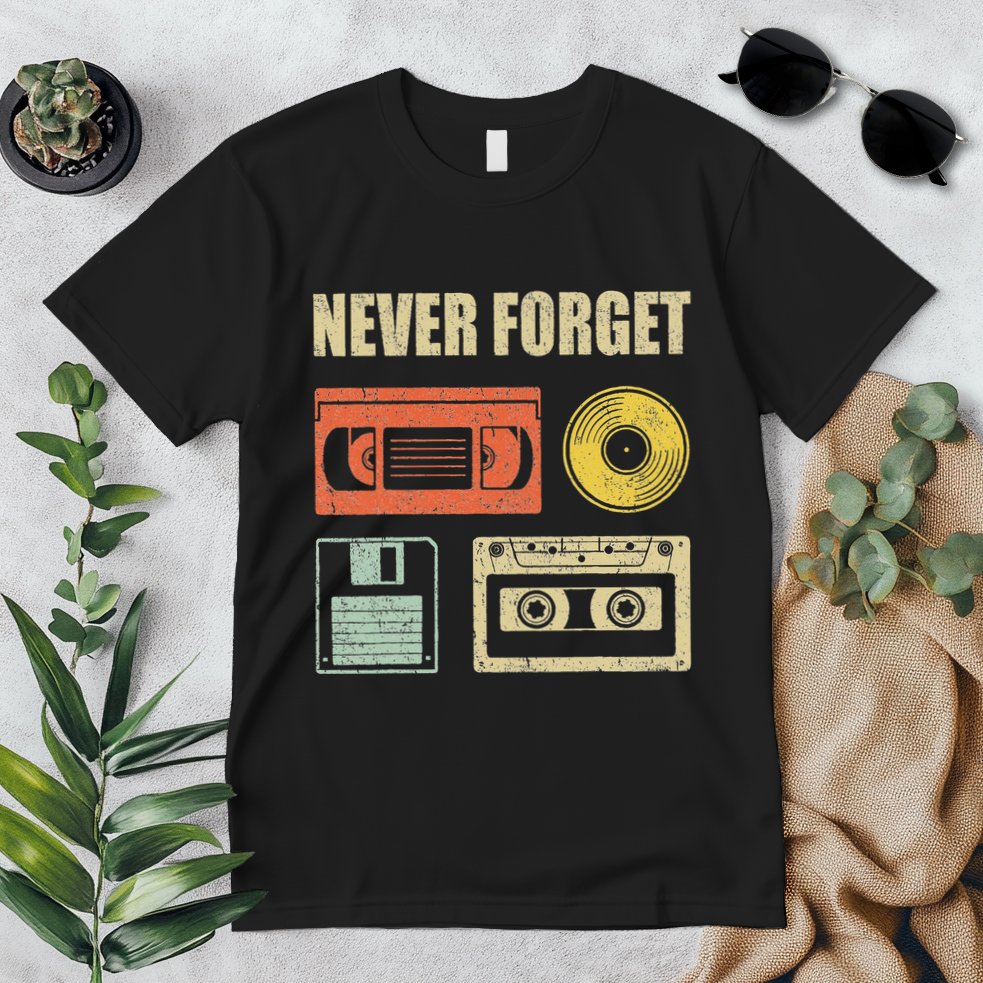 Never Forget Audio Cassette 70s 80s 90s Premium T-Shirt