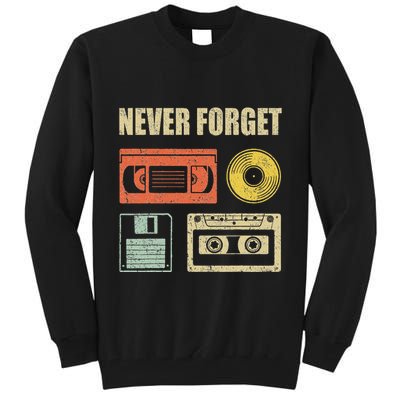 Never Forget Audio Cassette 70s 80s 90s Tall Sweatshirt