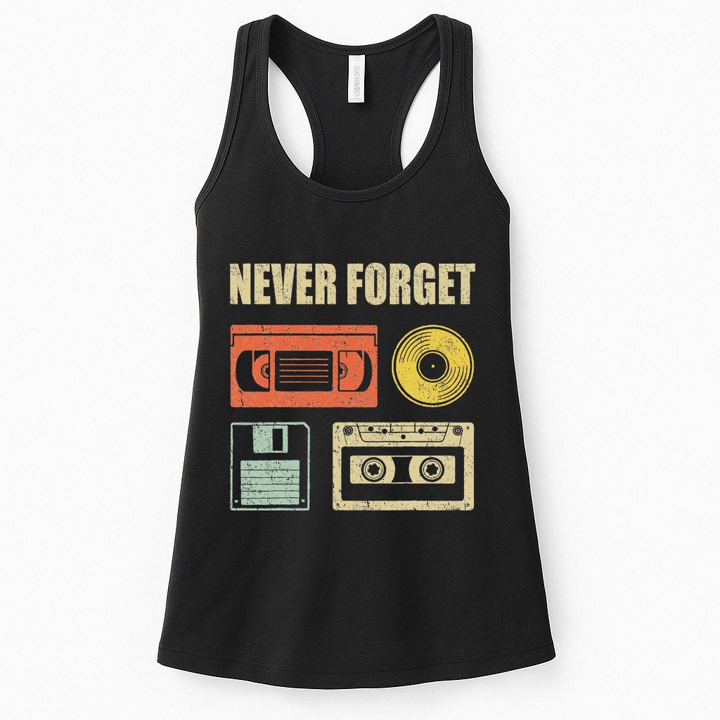 Never Forget Audio Cassette 70s 80s 90s Womens Tank Top