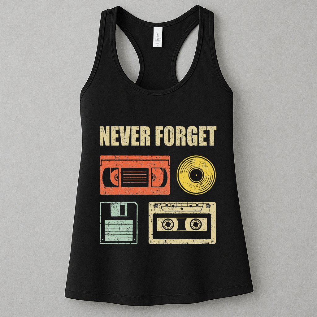 Never Forget Audio Cassette 70s 80s 90s Womens Tank Top