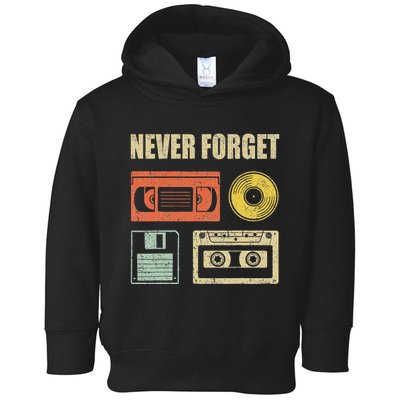 Never Forget Audio Cassette 70s 80s 90s Toddler Hoodie