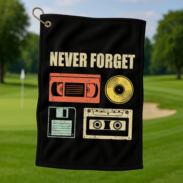 Never Forget Audio Cassette 70s 80s 90s Golf Towel