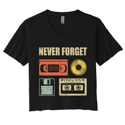 Never Forget Audio Cassette 70s 80s 90s Crop Top