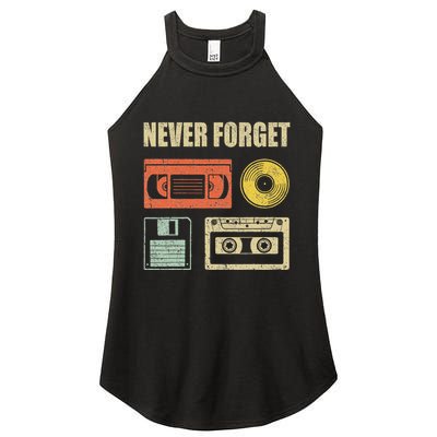 Never Forget Audio Cassette 70s 80s 90s Women's Perfect Tri Rocker Tank