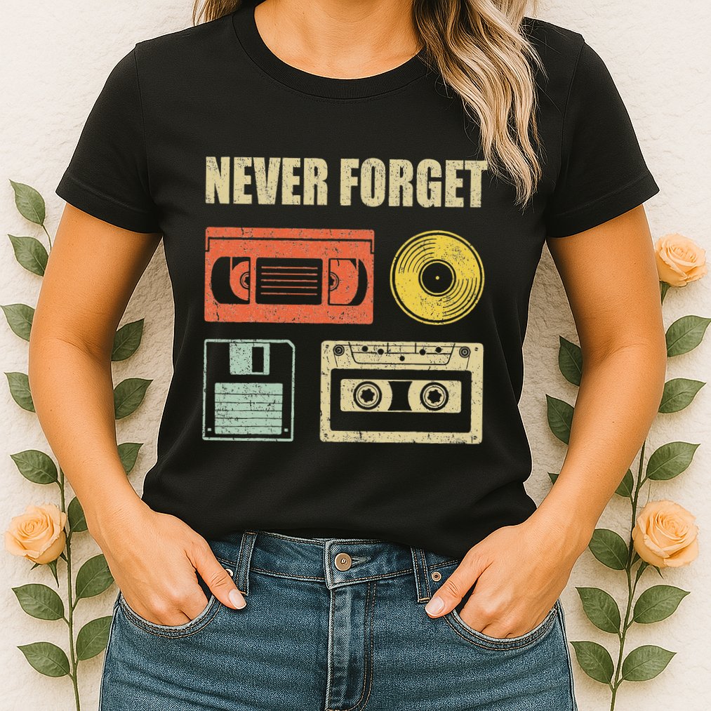 Never Forget Audio Cassette 70s 80s 90s Womens T-Shirt