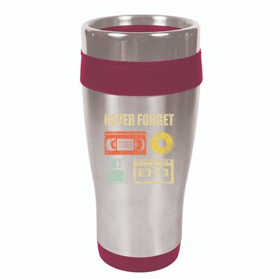 Never Forget Audio Cassette 70s 80s 90s 16oz Travel Tumbler