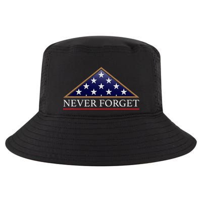 Never Forget American Folded Flag Military Memorial Design Cool Comfort Performance Bucket Hat