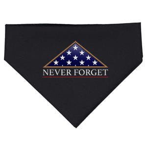 Never Forget American Folded Flag Military Memorial Design USA-Made Doggie Bandana