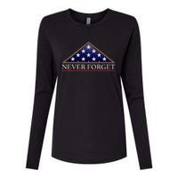 Never Forget American Folded Flag Military Memorial Design Womens Cotton Relaxed Long Sleeve T-Shirt