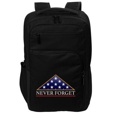 Never Forget American Folded Flag Military Memorial Design Impact Tech Backpack