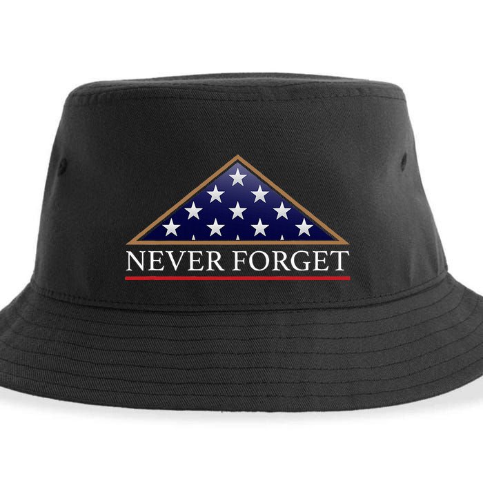 Never Forget American Folded Flag Military Memorial Design Sustainable Bucket Hat