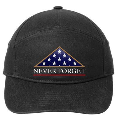 Never Forget American Folded Flag Military Memorial Design 7-Panel Snapback Hat