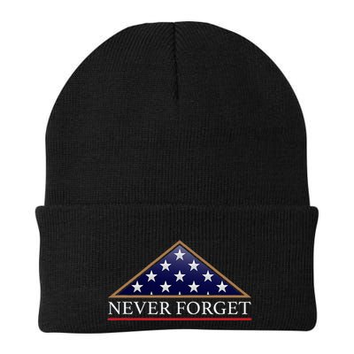 Never Forget American Folded Flag Military Memorial Design Beanie