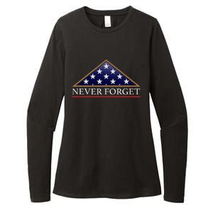 Never Forget American Folded Flag Military Memorial Design Womens CVC Long Sleeve Shirt