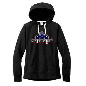 Never Forget American Folded Flag Military Memorial Design Women's Fleece Hoodie