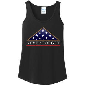 Never Forget American Folded Flag Military Memorial Design Ladies Essential Tank