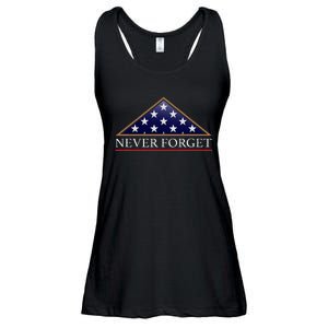 Never Forget American Folded Flag Military Memorial Design Ladies Essential Flowy Tank