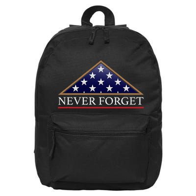 Never Forget American Folded Flag Military Memorial Design 16 in Basic Backpack