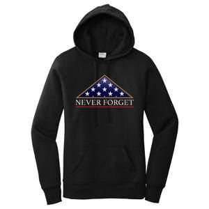 Never Forget American Folded Flag Military Memorial Design Women's Pullover Hoodie