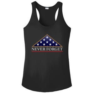 Never Forget American Folded Flag Military Memorial Design Ladies PosiCharge Competitor Racerback Tank