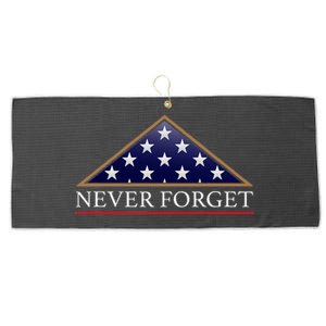 Never Forget American Folded Flag Military Memorial Design Large Microfiber Waffle Golf Towel