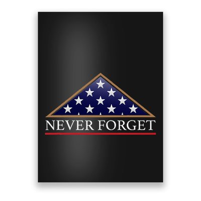 Never Forget American Folded Flag Military Memorial Design Poster