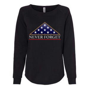 Never Forget American Folded Flag Military Memorial Design Womens California Wash Sweatshirt