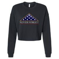 Never Forget American Folded Flag Military Memorial Design Cropped Pullover Crew