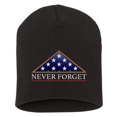 Never Forget American Folded Flag Military Memorial Design Short Acrylic Beanie