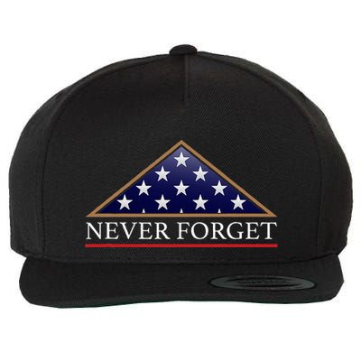 Never Forget American Folded Flag Military Memorial Design Wool Snapback Cap