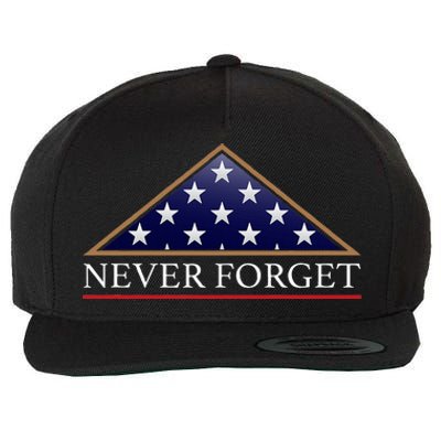 Never Forget American Folded Flag Military Memorial Design Wool Snapback Cap