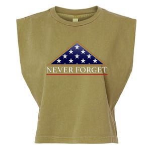 Never Forget American Folded Flag Military Memorial Design Garment-Dyed Women's Muscle Tee