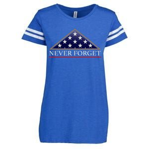 Never Forget American Folded Flag Military Memorial Design Enza Ladies Jersey Football T-Shirt